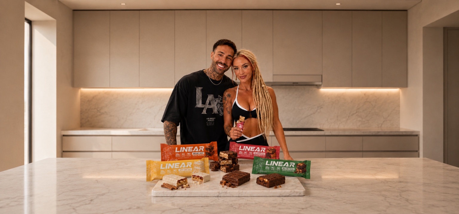 Lana and Kyle with Linear Bar protein bars