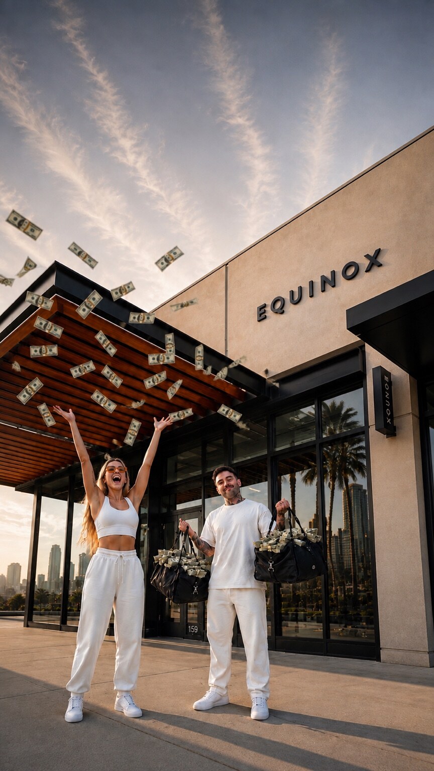 Lana and Kyle outside Equinox San Diego at Waterfront Place