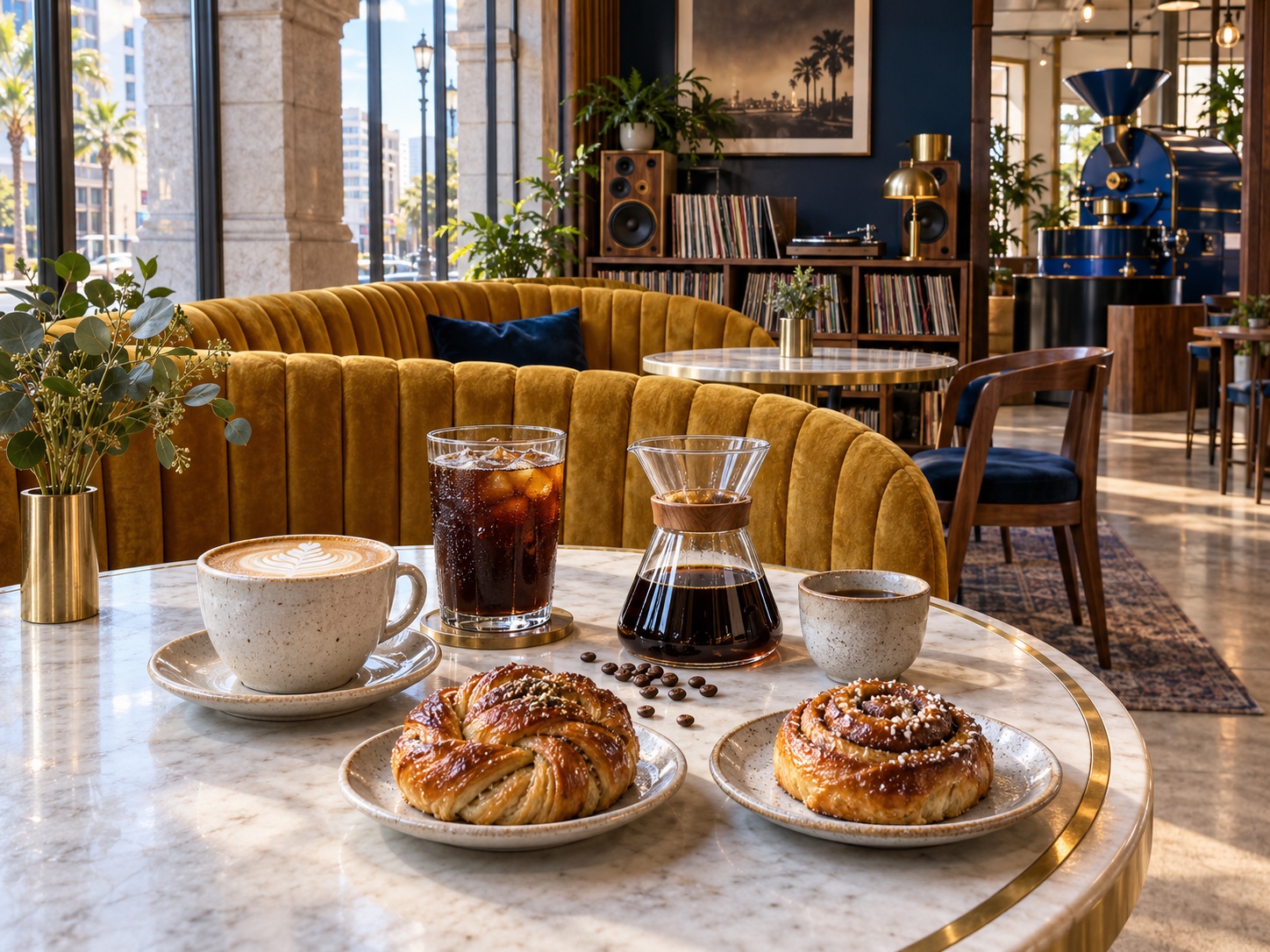 Coffee drinks and cardamom buns in Goldchild’s vinyl-lined Listening Lab