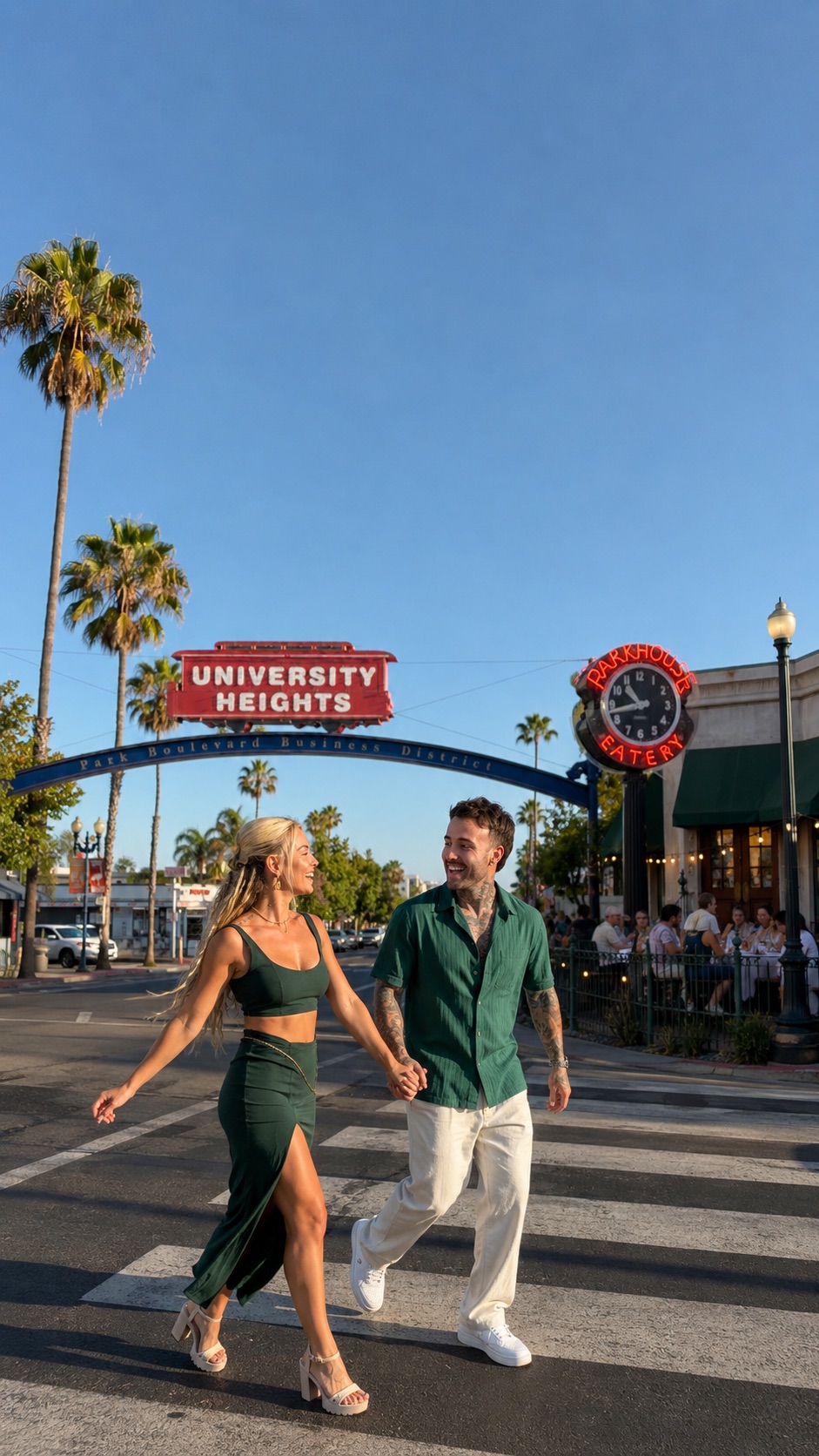 Lana and Kyle outside Parkhouse Eatery in University Heights, San Diego